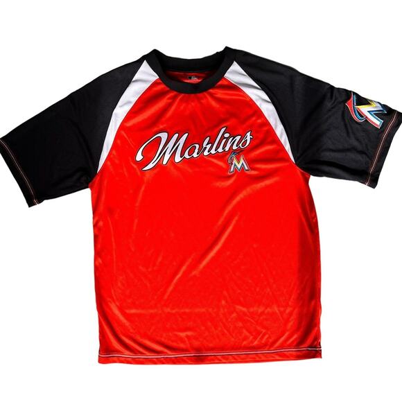 Miami Marlins Jersey Shirt  Mens Large Arm Patch Logo Orange Sportswear Teamwear - Picture 1 of 11
